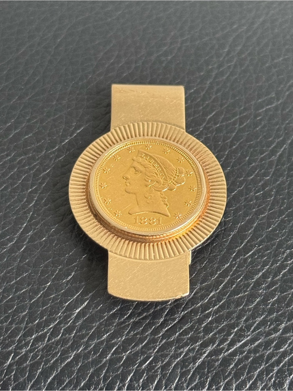 14k Yellow Gold With 1881 5 Dollar Gold Liberty Coin Money Clip